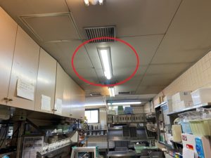 名古屋市南区の飲食店にて40W2灯式照明器具→LED照明器具へ取替電気工事