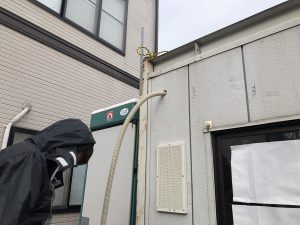 名古屋市中川区　仮設電源引込口配線、分電盤取付の電気設備工事